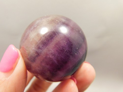 Fluorite Crystal Sphere 1.5 inch Mineral Banded Gemstone 40 mm #O18 - Picture 5 of 9