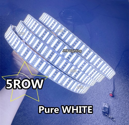 JHB 15.5" 5ROWs PURE WHITE LED Wheel Rings Rim Lights Switch Remote Strobes Kit - Picture 2 of 14
