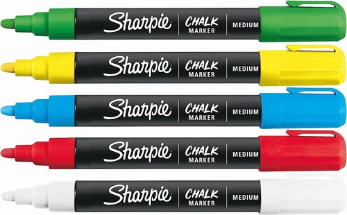 Marcadores de tiza Sharpie borrado húmedo bolígrafos de tiza colores surtidos 5 unidades - Imagen 1 de 9