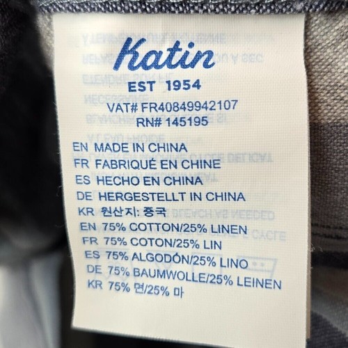 Katin Striped Button Up Shirt Men's Preppy Surfer Summer Patch Pocket Sporty M - Picture 4 of 7