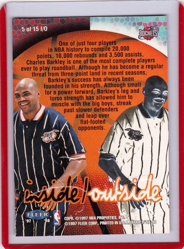 1997-98 Fleer Ultra Inside/Outside #5 Charles Barkley Embossed Insert - Rockets - Bild 2 von 2