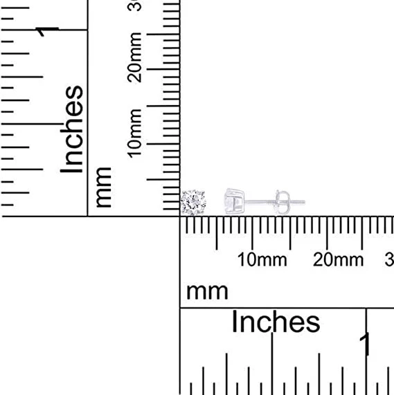Aretes solitarios redondos de diamantes cultivados en laboratorio de 1/7 quilate en oro blanco macizo de 10 k Foto 4 de 4