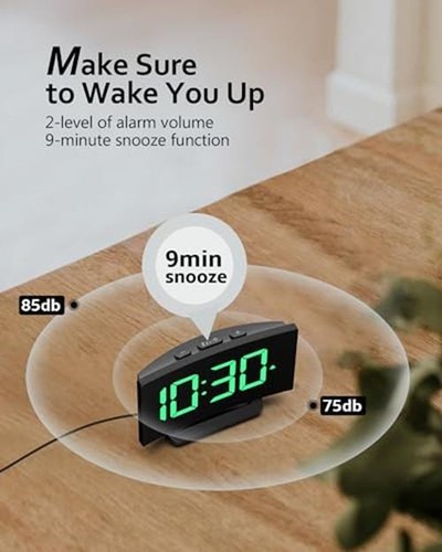 GOLOZA Digital Alarm Clock for Bedrooms with Modern Curved Assorted Colors - Picture 13 of 58