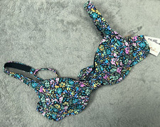 NWT Raisins Womens Black Floral Bikini Top Juniors Underwire Size Medium