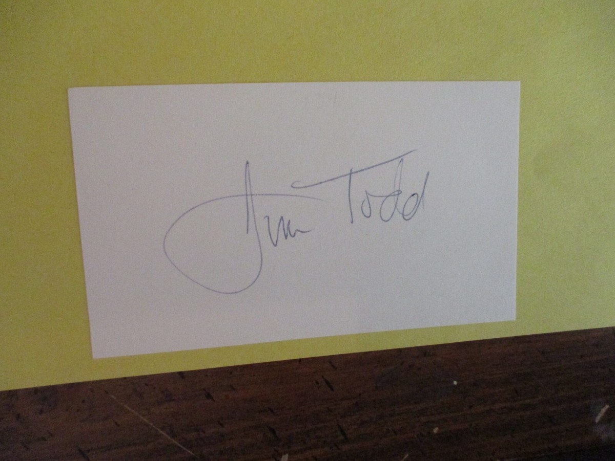 JIM TODD(Died-2025)Signed Trimmed Index Card w/8 x 11 Display w
