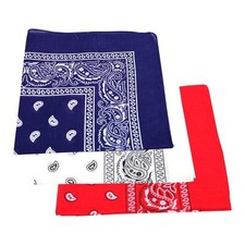 Red, White  Blue Paisley Bandanas 100 Cotton 3 Pack 22" x 22"
