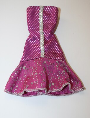 Mattel Barbie Doll Shimmery Purple Silver Striped Dress
