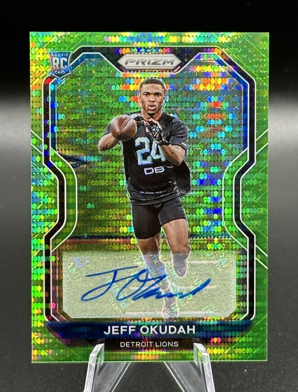 2020 Prizm #359 JEFF OKUDAH Green Pulsar Prizm Rookie RC Auto 🔥 Houston Texans