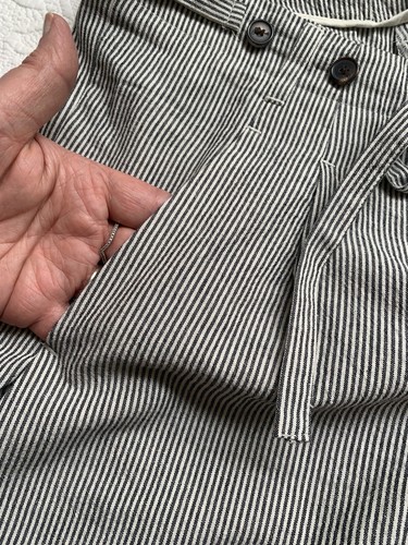 VANESSA BRUNO Striped 100% cotton pants Button Fly Tie Waist Side Pockets eu 40 - Picture 4 of 12