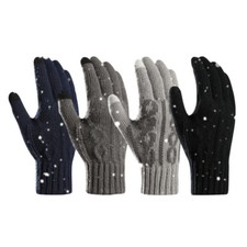 Men Knitted Crochet Full Finger Warm Thick Glove Touch Screen Cycling Gloves