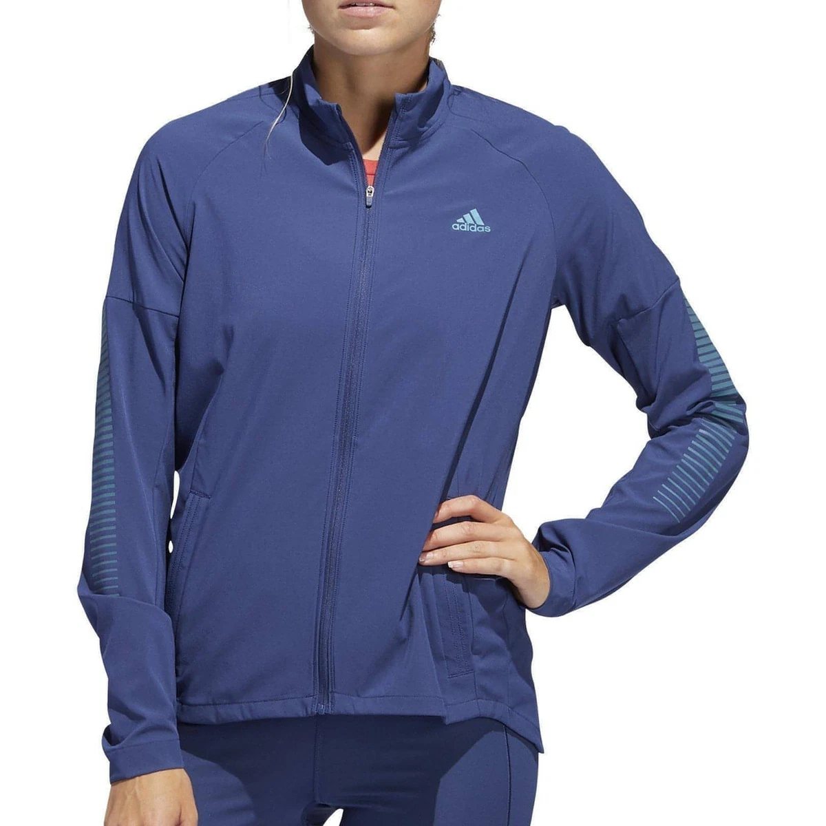 adidas Womens Rise Up N Run Running Jacket Blue