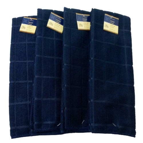 Set of 4 Microfiber Polyester Kitchen Hand Dish Towels Windowpane Solid Color - Photo 4 sur 6