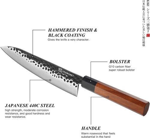 Cuchillos de cocina KEEMAKE afilados de acero inoxidable cuchillo de chef rebanar cubiertos herramientas - Imagen 29 de 46