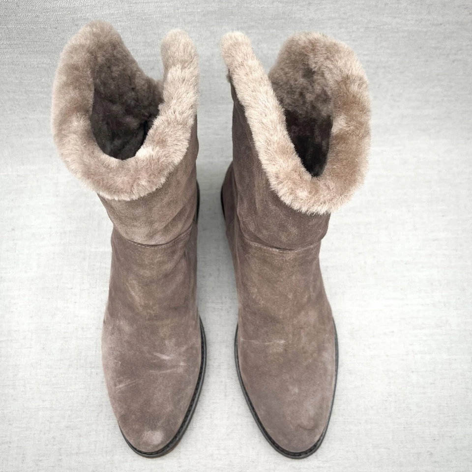 Botas Aquatalia para mujer 7 Kimberly Zapato Gris Gamuza Piel de oveja Botines impermeables Foto 4 de 4