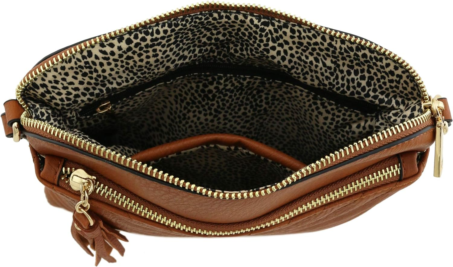 Quilted Medium Crossbody Bag with Tassel Accent Dark Tan eBay