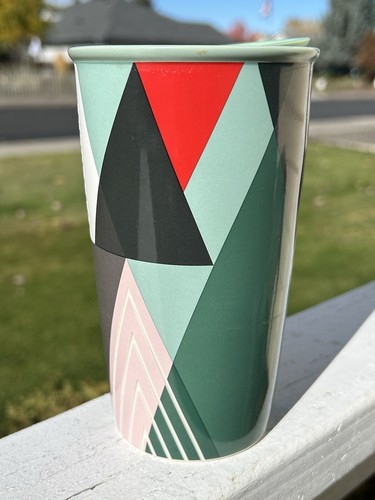 Tazza STARBUCKS 2017 ceramica geometrica albero moderno vacanza viaggio 12 oz - Foto 2 di 15