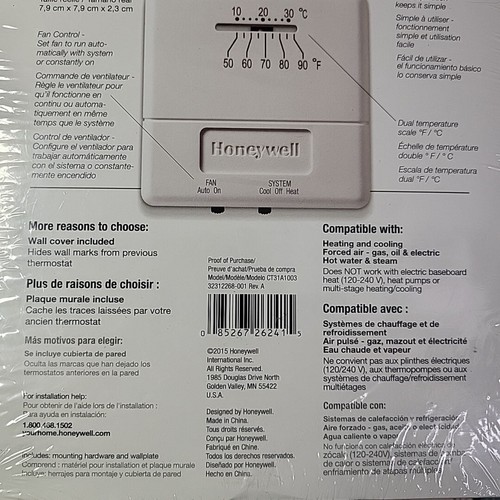 Honeywell CT31A Heat & Cool Non Programmable Thermostat Forced Air, Gas, Oil - Picture 6 of 8