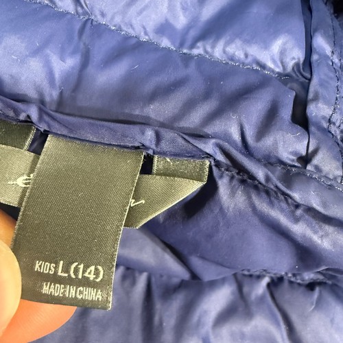 Eddie Bauer Kids Hooded Puffer Jacket Size L (14) Navy Blue Lightweight Coat - Picture 5 of 9