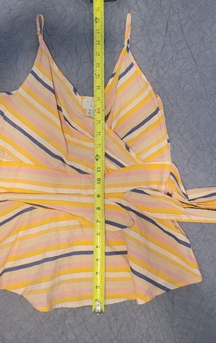 Blusa informal de mujer Andeawy amarilla rosa azul sin mangas con cuello talla M - Imagen 6 de 7