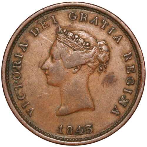 1843 Canada New Brunswick Victoria 1 Penny Token (CCT# NB-2A) - Picture 1 of 2