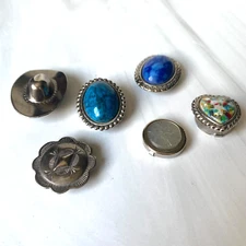 NONY New York Silver Toned Button Covers Vintage Faux Stone Cowboy Hat Set of 6