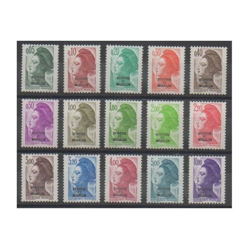 timbre FRANCE ST PIERRE MIQUELON 1986 LIBERTÉ de GANDON n° 455 à 469 neufs ** - Foto 3 di 5