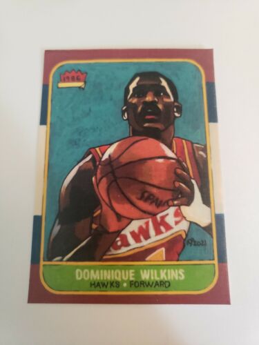 Basketball Art Card Print of Dominique Wilkins, Atlanta Hawks 86 - 87 Rookie