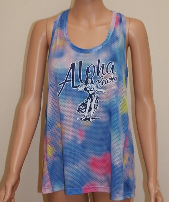 ALOHA BEACHES Women's Summer Loose Dri-Tech Tank Top Printing Adjustable M NEW