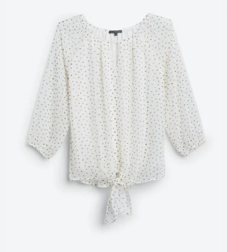 Camicetta Stitch Fix Beacon Elorna con cravatta davanti bianco sporco nuova con etichetta - Foto 1 di 12