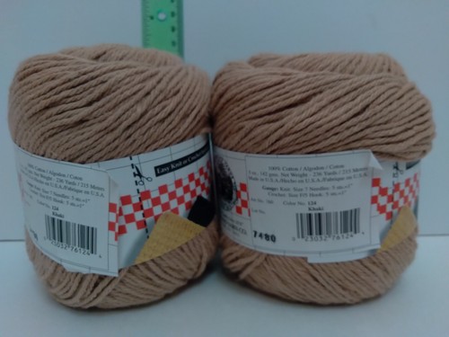 2 Skeins Of Specialty Yarn - New (Open) - Lion Brand Kitchen Cotton In Khaki - Picture 9 of 10