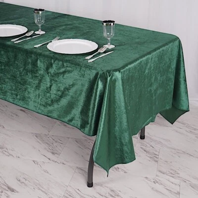 CRAFTSNFAVORS HUNTER GREEN 60"x102" Premium Velvet Rectangular Tablecloth Wedding Party Linens