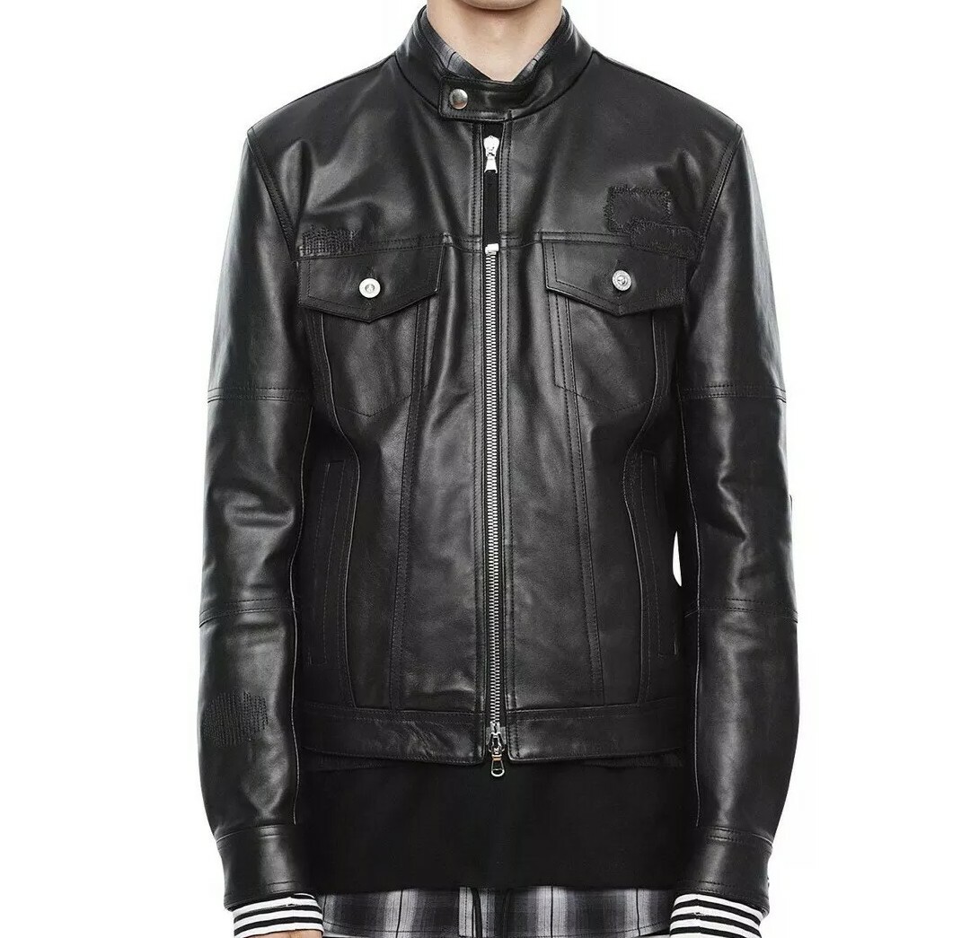ジャケット・アウター DISEL BLACK GOLD lamb lether jackets DIESEL MENS JACKET BIKER LAMB LEATHER BLACK GOLD 100