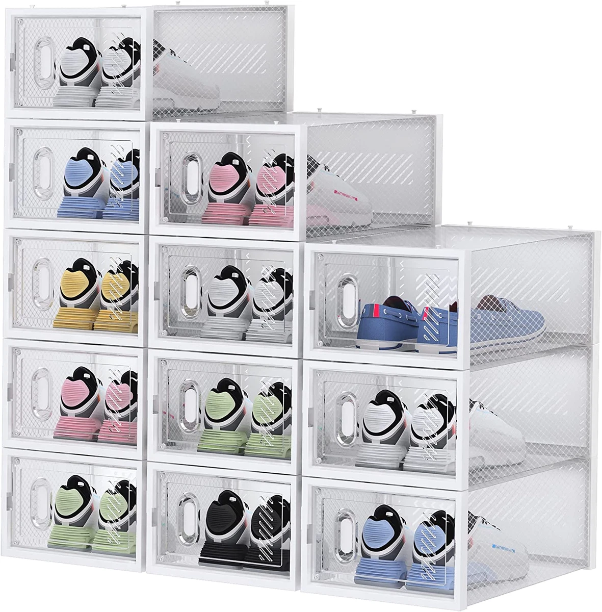 Shoe Box 12 Pack Shoe Storage Boxes Clear Plastic Stackable Shoe