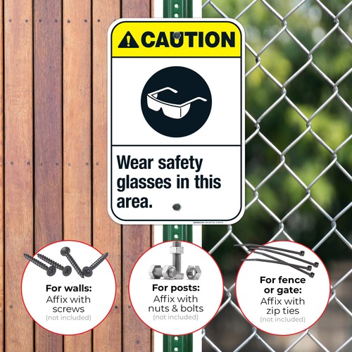Wear Safety Glasses In This Area Sign, ANSI Caution Sign, - Picture 4 of 88