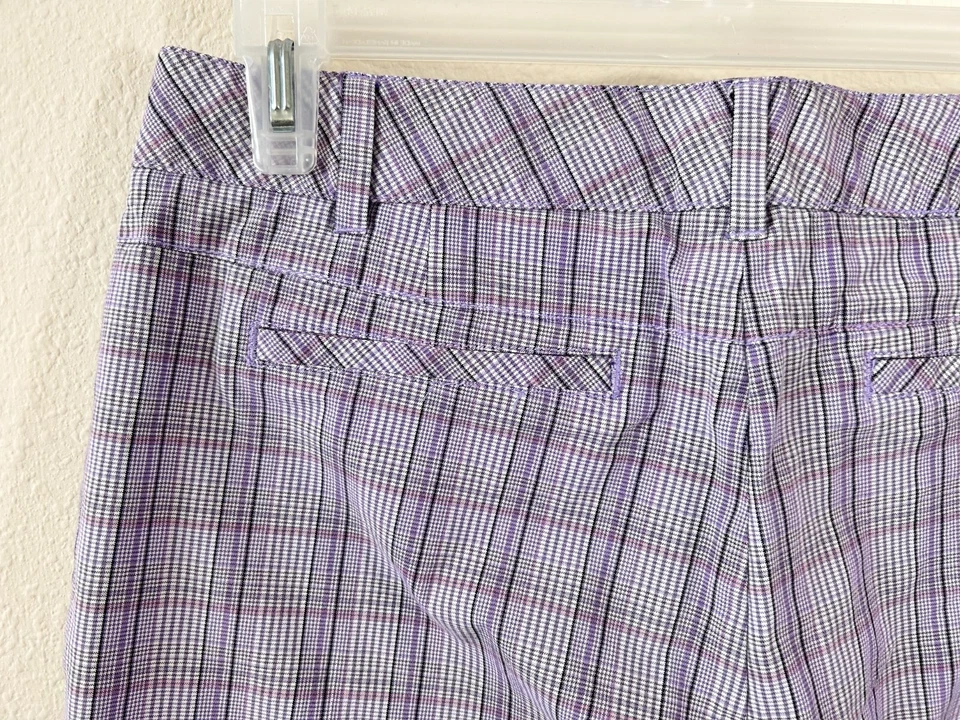 Cutter & Buck shorts size 12 purple tan plaid 4 pockets 11.5" inseam - Image 4 of 4