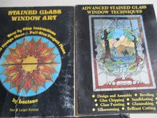 2 Vtg Stained Glass Window Patterns for Beginners w/Pull Out Patterns and MORE