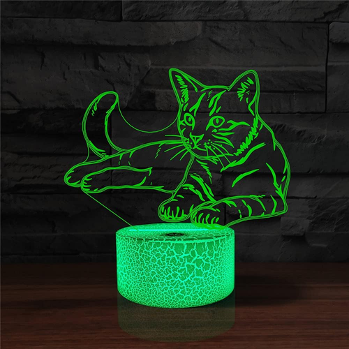 Cat Night Light,16 Colors Remote Control & Smart Touch Dimmable 3D Illusion Beds - Picture 4 of 7