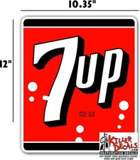 12" 7UP 7 UP COOLER POP soda coca cola machine decal (7UP401) 
