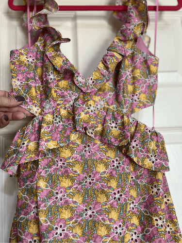 ASTR The Label Dress Womens Size XS Multicolor Olivette Floral Midi Ruffle NWT - Picture 13 of 14