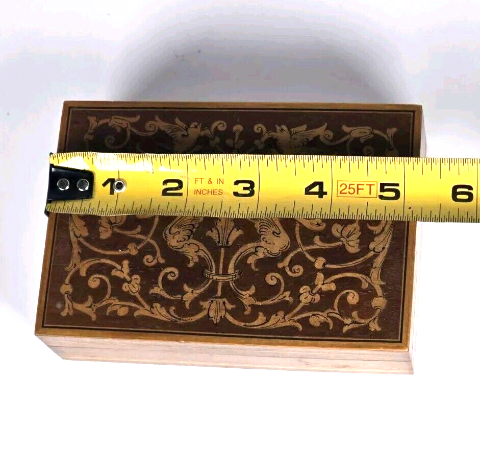 Elegant Antique Marquetry Jewelry Box with Florentine Lacquered Wood