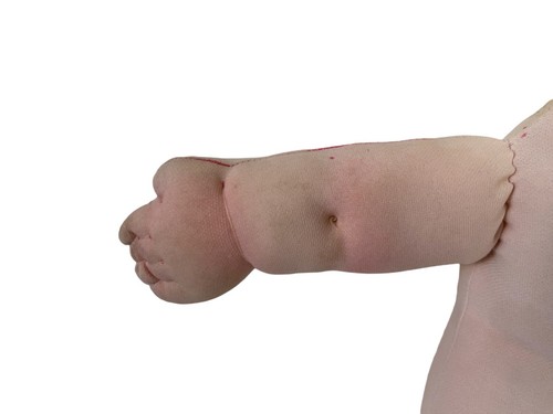 Vintage 1984 McSnuggles Weichkörper Handarbeit Puppe Garn Haare blond blaue Augen Plüsch - Bild 5 von 10