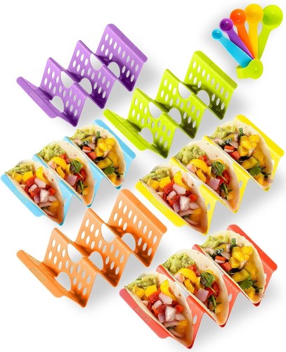 6Pc Large Taco Holder Stand Colorful Holders Shell Rack Tray Plates Reusable New - Picture 2 of 13