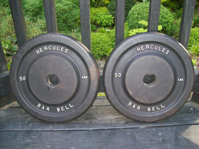 Lot D'Haltères Vintage YORK BARBELL – Fonte 5x4 – Musculation Strongman – Gym Fer