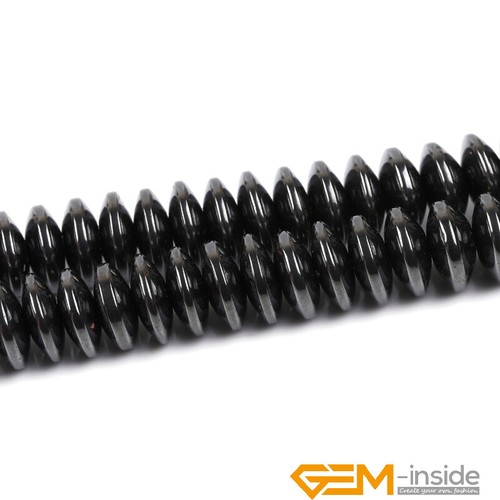 Natural Black Hematite Stone Rondelle Heishi Spacer Loose Beads DIY Strands 15" - Picture 32 of 39