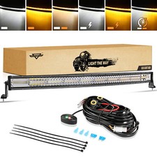 AUXBEAM 42"inch Curved LED Light Bar Strobe Flash Offroad Truck SUV 4WD Driving
