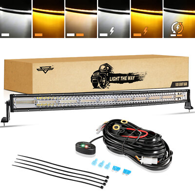 AUXBEAM 42''inch Curved LED Light Bar Strobe Flash Offroad Truck SUV 4WD Driving