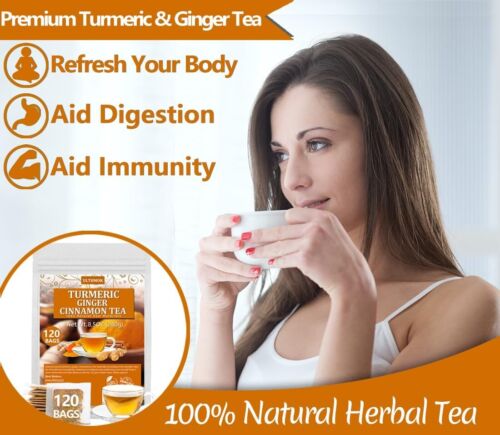 120 Premium Turmeric, Ginger, Cinnamon Blend Tea Bags, 100% Natural & No... - Picture 6 of 8