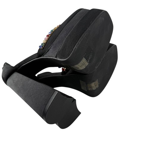 Moda Nova Aloyse platform tacco grosso gioiello arcobaleno taglia 8,5 raso nero - Foto 10 di 11