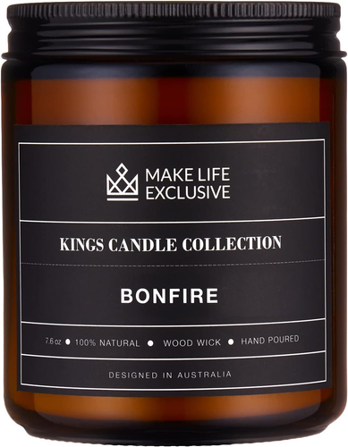 Scented Candles for Men | Bonfire, Mahogany Teakwood Candles Scented | Wood Wick - Picture 8 of 12