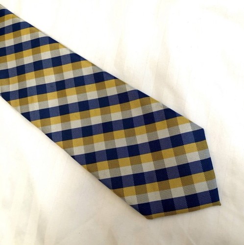CHAPS Blue Yellow White Plaid Mens Tie Necktie Polyester Preppy Y2K 57" x 3" - Bild 22 von 24